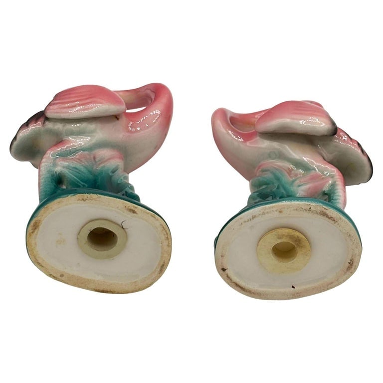 1980 Pink Flamingo Ceramic Tabletop Salt and Pepper Shaker Set by Sarsaparilla - 4
