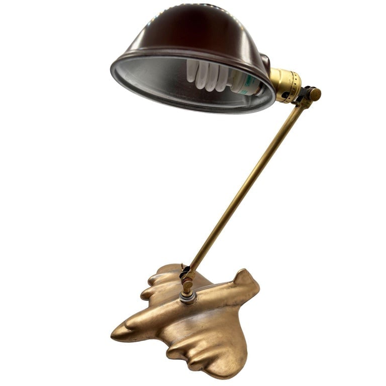 Rare 1987 Brass-tone Art Deco Style DC-3 Airplane Table Lamp, by Sarsaparilla - 3
