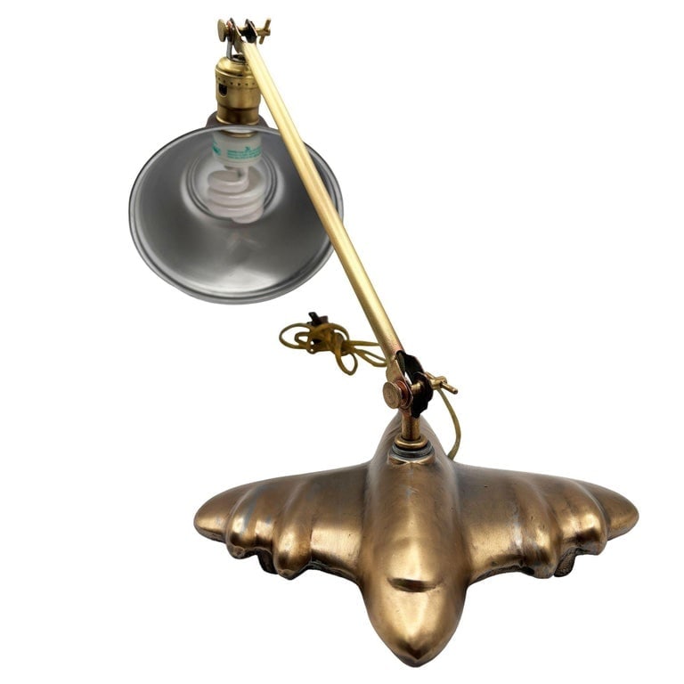 Rare 1987 Brass-tone Art Deco Style DC-3 Airplane Table Lamp, by Sarsaparilla - 5