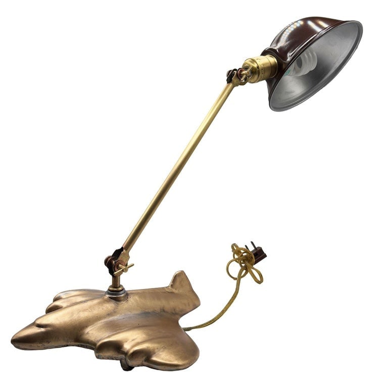 Rare 1987 Brass-tone Art Deco Style DC-3 Airplane Table Lamp, by Sarsaparilla - 7