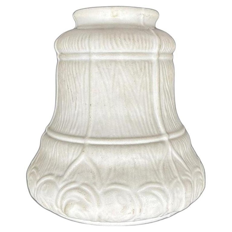 Art Nouveau Frosted Milk Glass Bellflower Floral and Stripes Globe , 2.25" Fitter: Art Nouveau Frosted Milk Glass Bellflower Globe w Floral and Stripe Design, 2 1/4" Fitter This vintage Art Nouveau frosted milk glass globe features a beautiful bellflower shape with an elegant floral