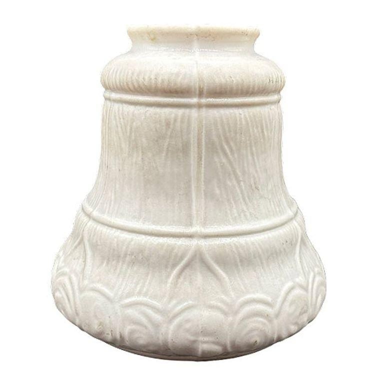 Art Nouveau Frosted Milk Glass Bellflower Floral and Stripes Globe , 2.25" Fitter - 3