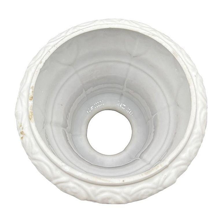 Art Nouveau Frosted Milk Glass Bellflower Floral and Stripes Globe , 2.25" Fitter - 6