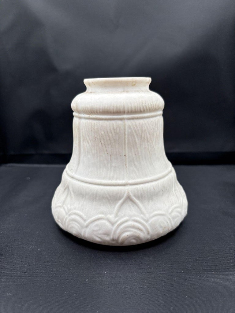 Art Nouveau Frosted Milk Glass Bellflower Floral and Stripes Globe , 2.25" Fitter - 7