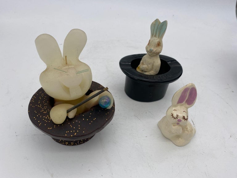 Magician Black Bunny in a Hat Rabbit Figural Collection - 2