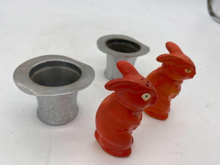 Magician Silver Bunny in a Hat Rabbit Figural Collection - 9