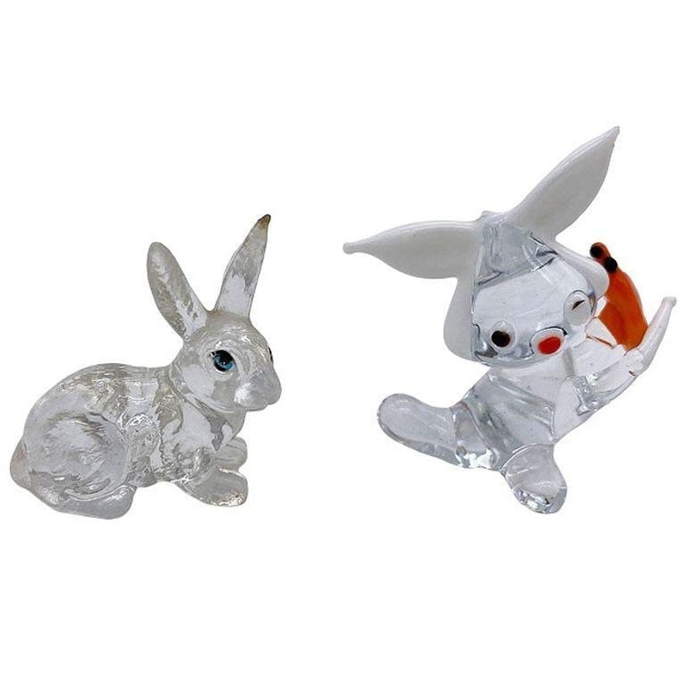 Set of 11 Rare Modernist Glass and Lucite Bunny Rabbit Figural Collection - 19