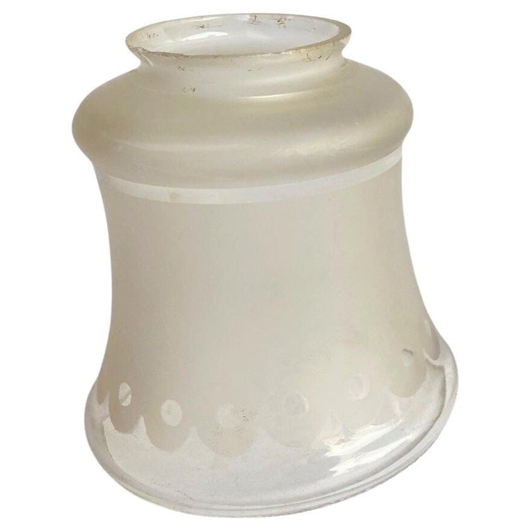 2 " Victorian Style Frosted Laced Hand Blown Glass Shades Six Available: 2.25-inch fitter globe, These bell-shaped, glass shades have a frosted lace pattern on the 75% near the opening, and the 25% clear glass with clear holes in the lace creates a lovely light. The
