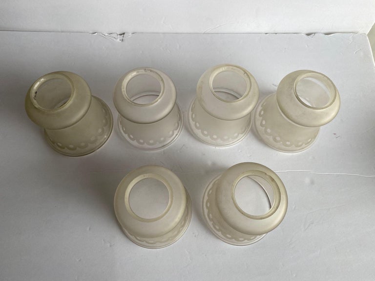 2 " Victorian Style Frosted Laced Hand Blown Glass Shades Six Available - 3