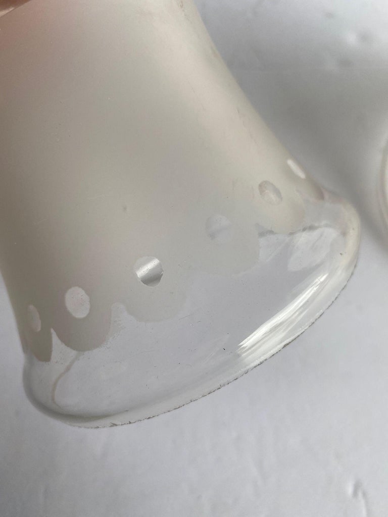 2 " Victorian Style Frosted Laced Hand Blown Glass Shades Six Available - 6
