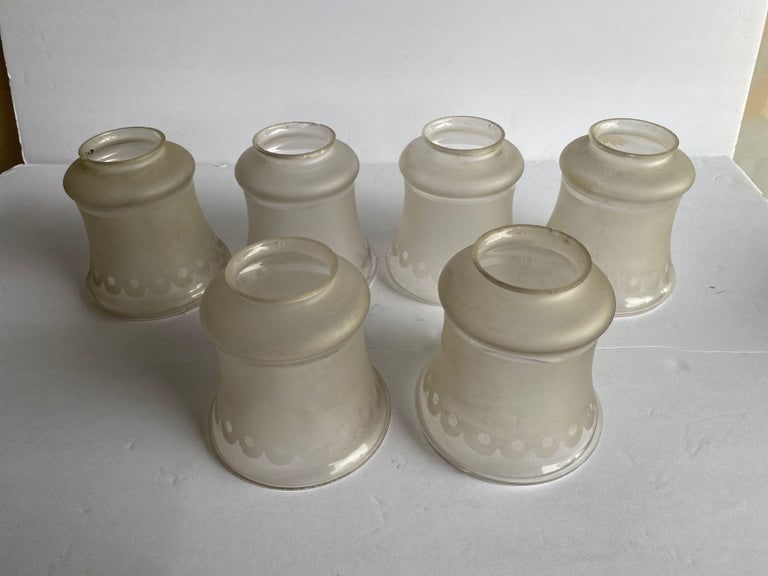 2 " Victorian Style Frosted Laced Hand Blown Glass Shades Six Available - 7