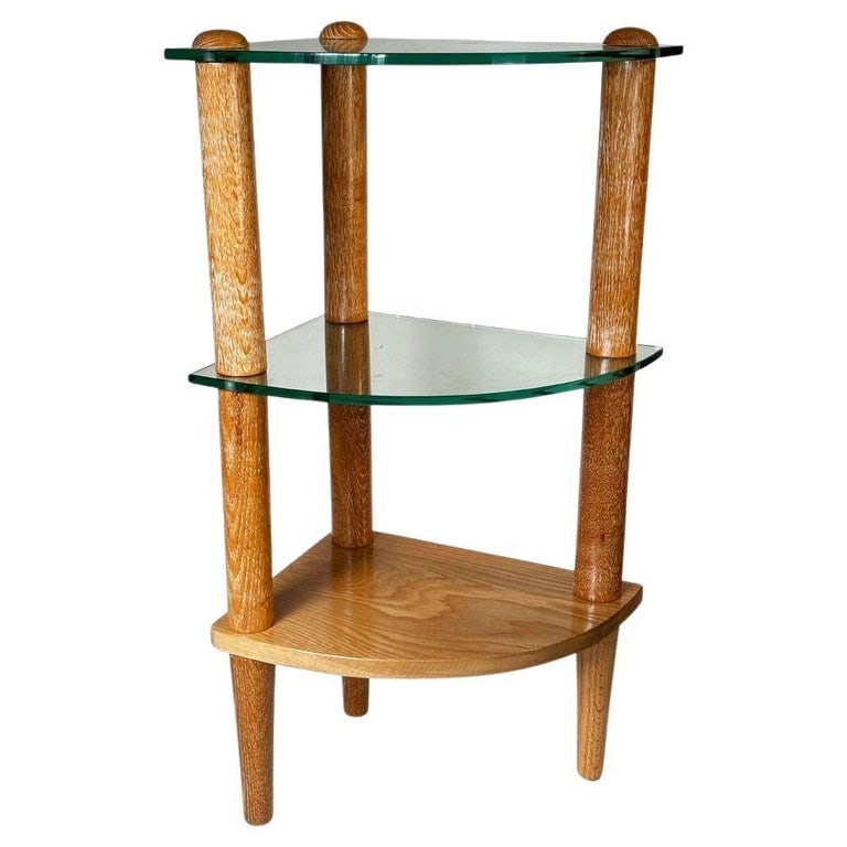 MCM Floating Glass and Walnut 30" Tall Corner Table Attributed to Gilbert Rohde (1 of 6)