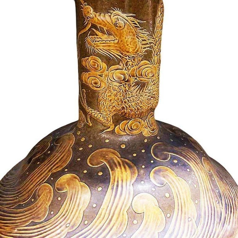 Post-war Chinese Dragon Glazed Art Pottery Pedestal Garden Patio Dining Table - 5