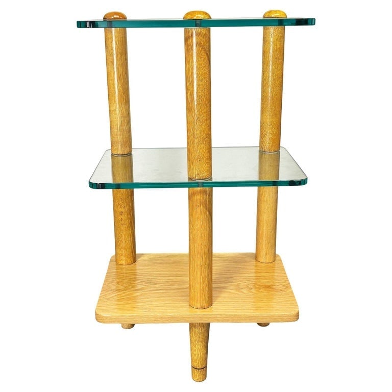 MCM Floating Glass and Walnut 28" Tall Side Table Attributed to Gilbert Rohde - 3