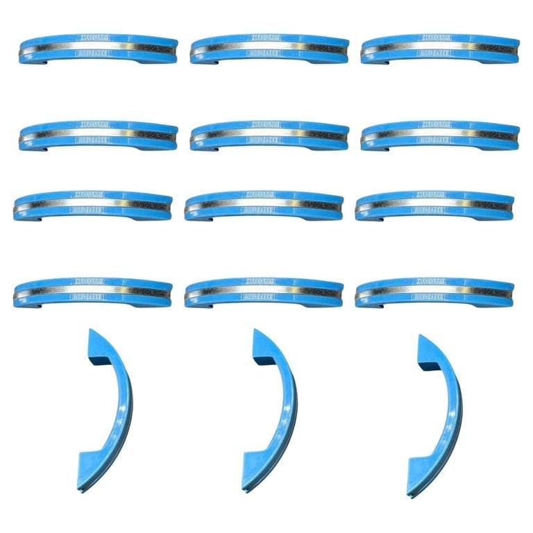 Art Deco Ocean Blue Bakelite Drawer Pulls w/ Chrome Strip, Set of 15 (1 of 7)