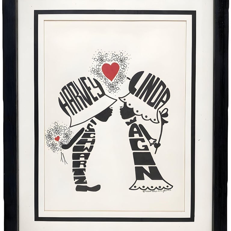 Framed "Personettes" Silhouette Art Lithograph by Julie Dennis, Framed - 2
