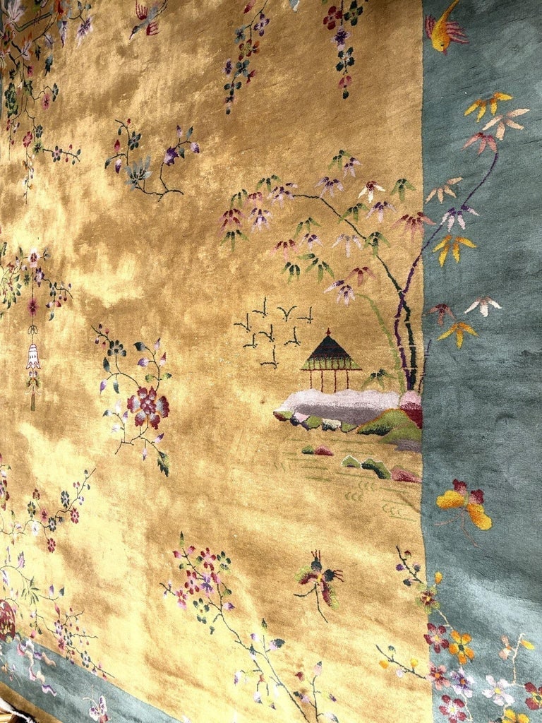 Large 11.5' X 9' Art Deco Nichols-Style Chinese Wool/Cotton Area Rug - 11