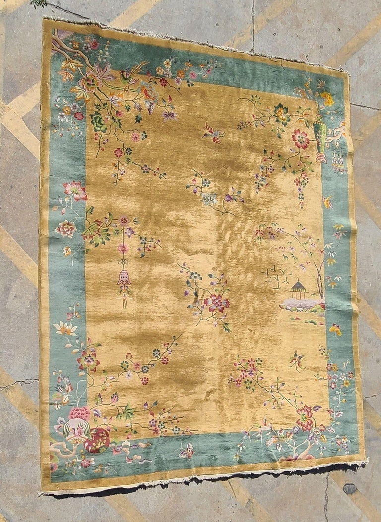 Large 11.5' X 9' Art Deco Nichols-Style Chinese Wool/Cotton Area Rug - 2