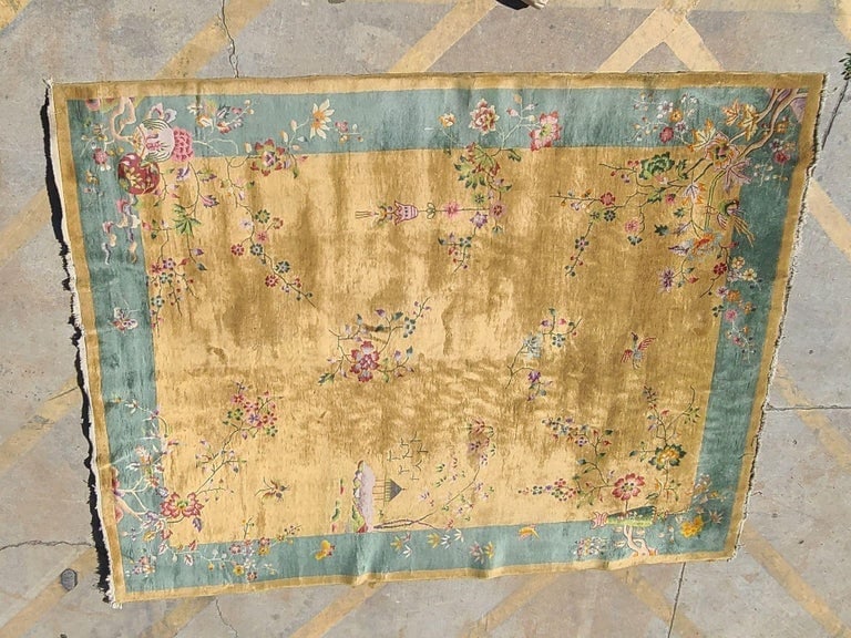 Large 11.5' X 9' Art Deco Nichols-Style Chinese Wool/Cotton Area Rug - 3