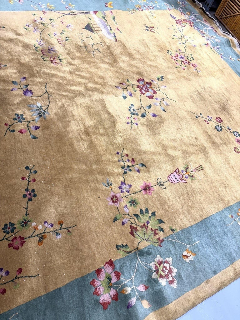 Large 11.5' X 9' Art Deco Nichols-Style Chinese Wool/Cotton Area Rug - 6