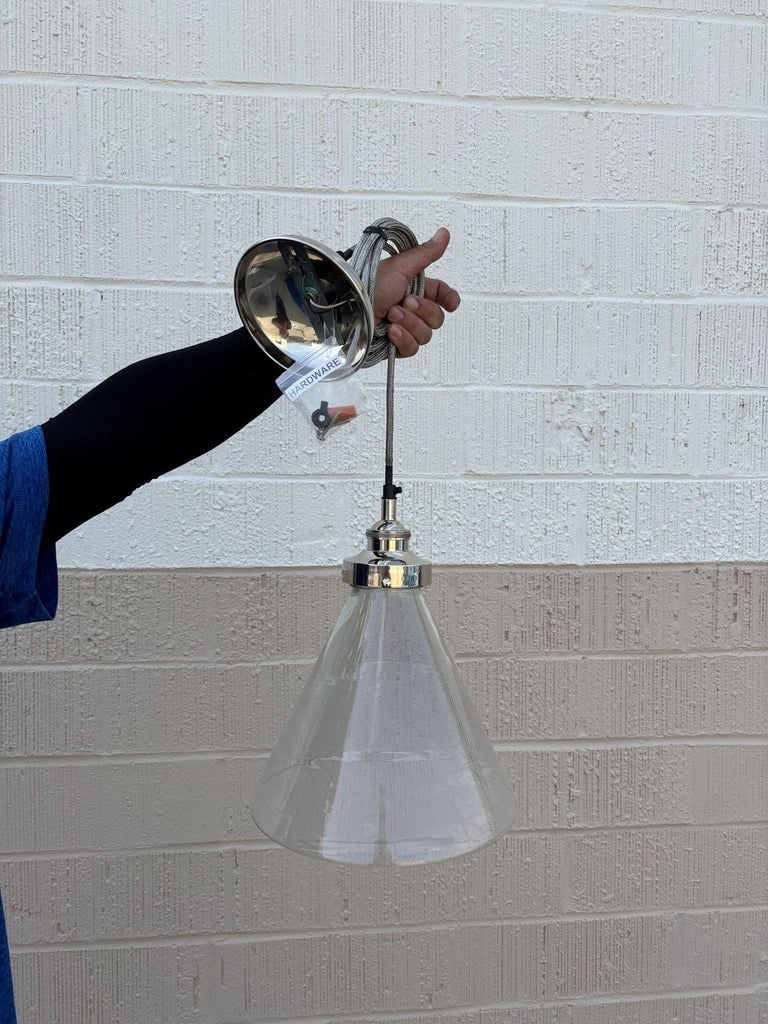 Industrial Aluminum Brushed Clear Glass Ceiling Pendant Light - 10