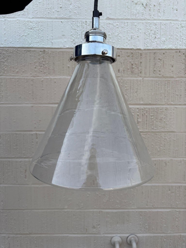 Industrial Aluminum Brushed Clear Glass Ceiling Pendant Light - 11