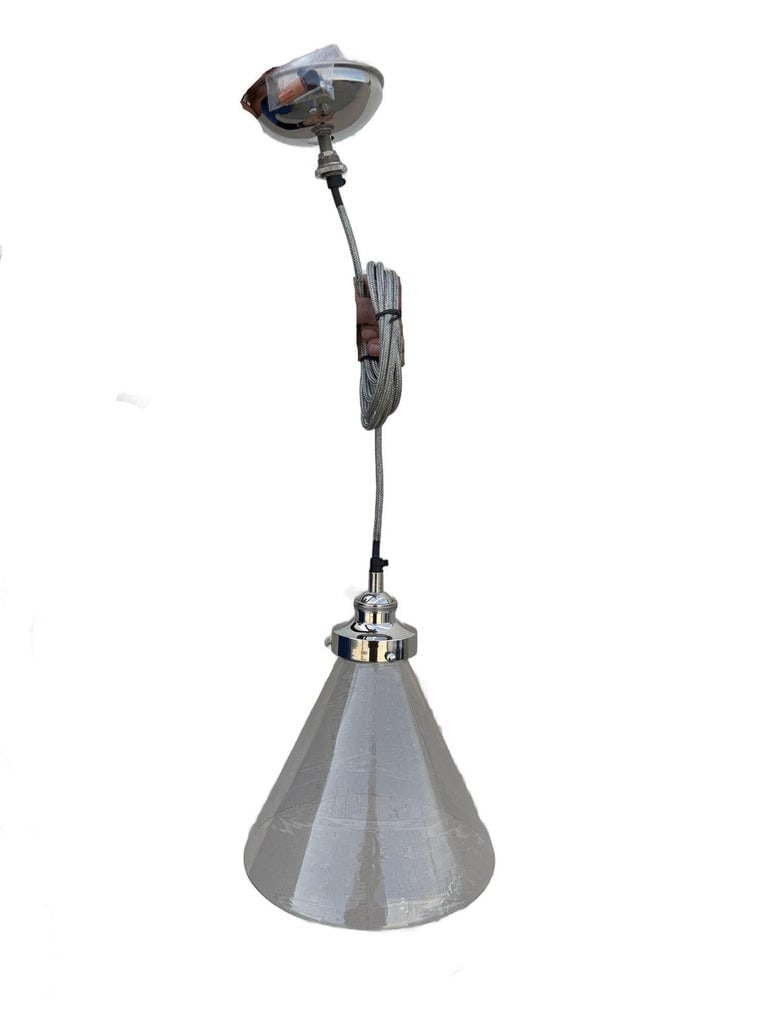 Industrial Aluminum Brushed Clear Glass Ceiling Pendant Light - 2