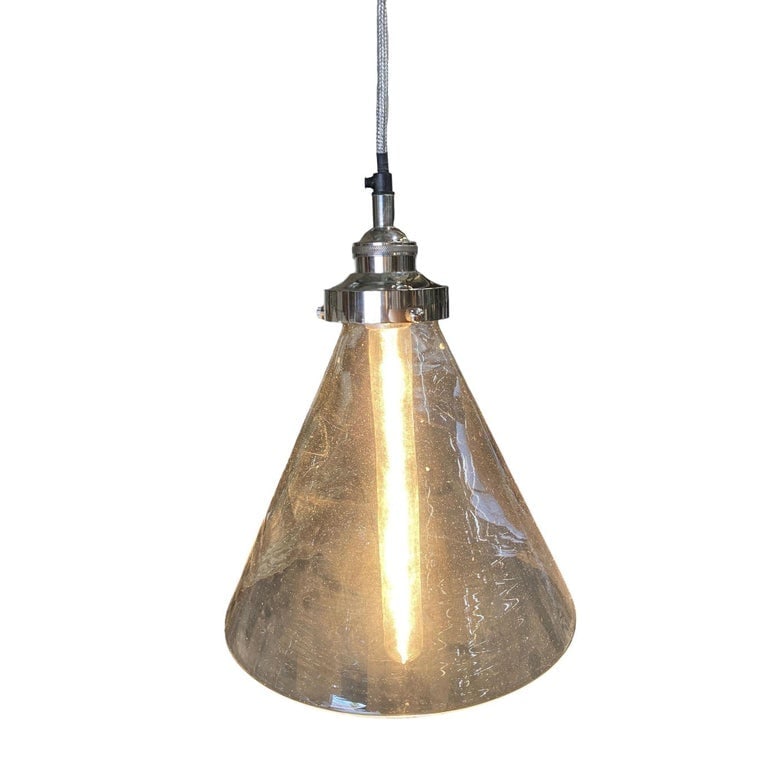 Industrial Aluminum Brushed Clear Glass Ceiling Pendant Light - 4