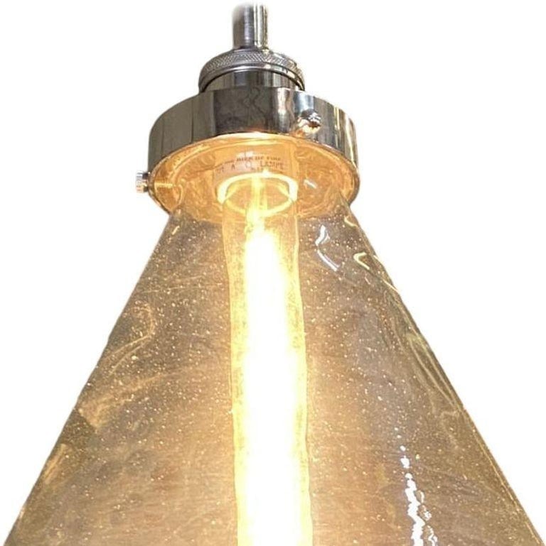 Industrial Aluminum Brushed Clear Glass Ceiling Pendant Light - 8