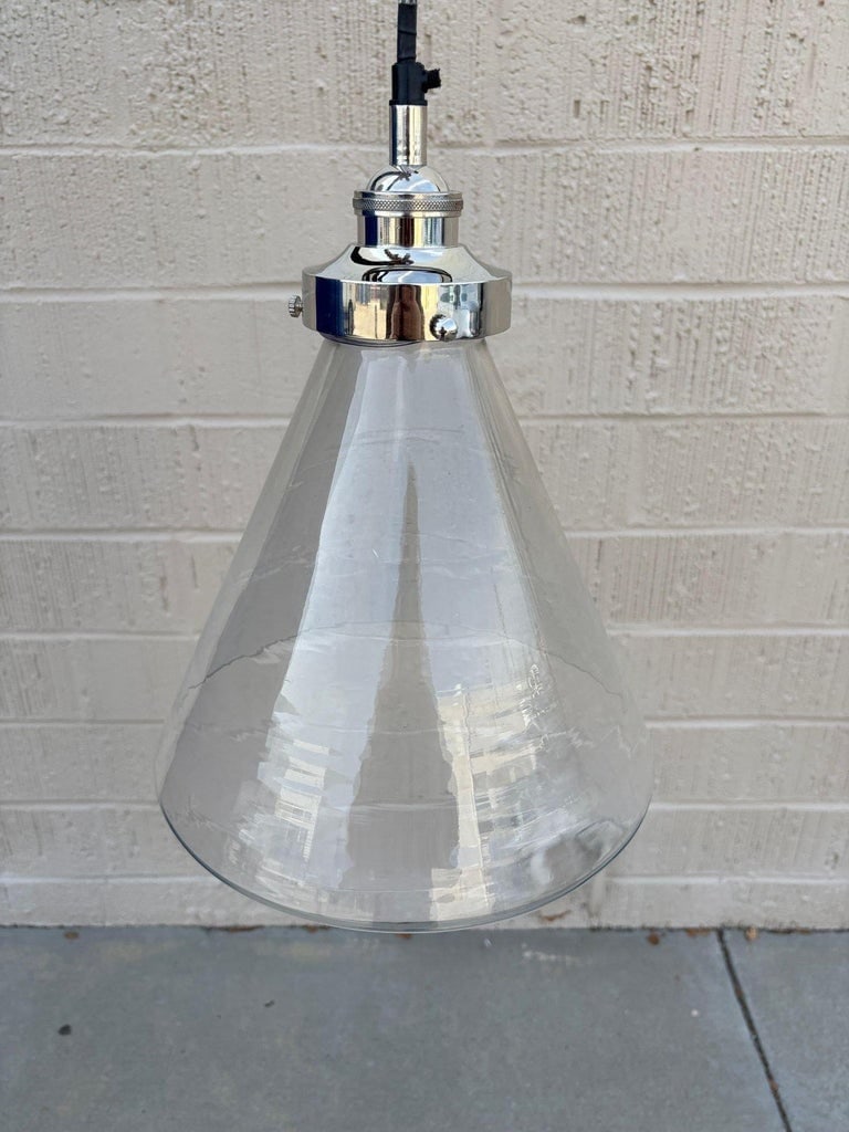 Industrial Aluminum Brushed Clear Glass Ceiling Pendant Light - 9