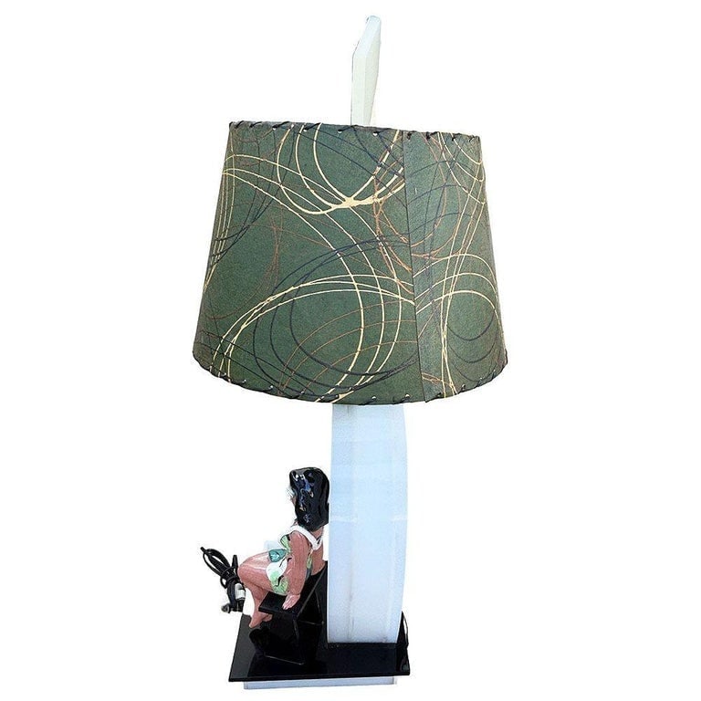 Mid-century Acrylic Hula Girl Midnight Palm Silhouette Table Lamp by Moss - 5