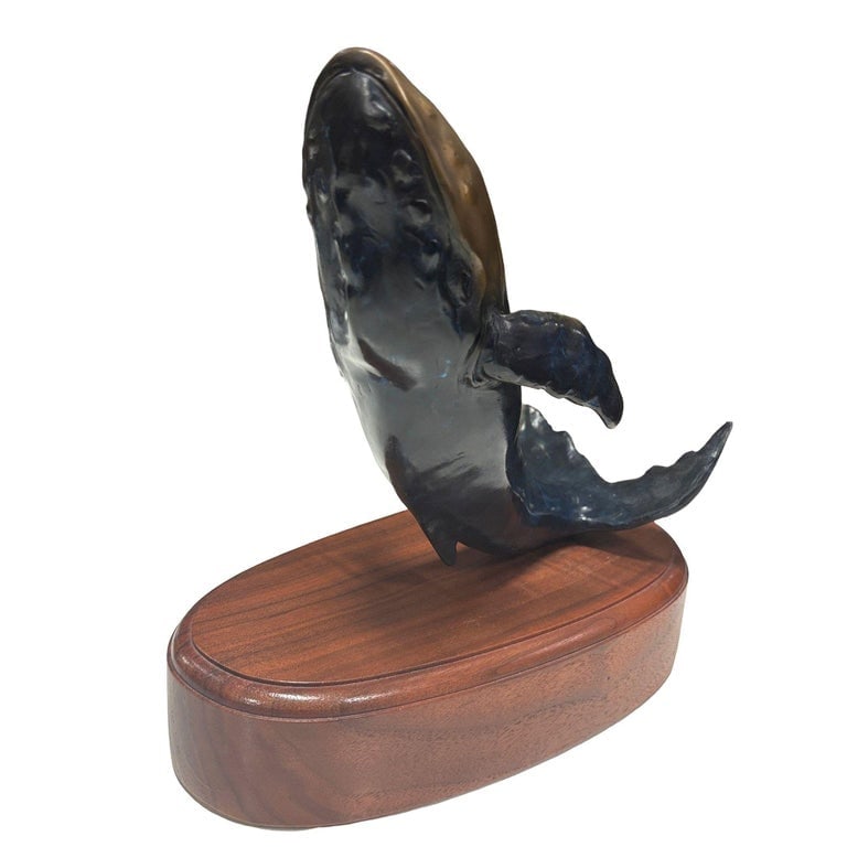 Hand Casted Humpback Whale Bronze Sculpture Mounted on Stand by T.H. Oliver - 4