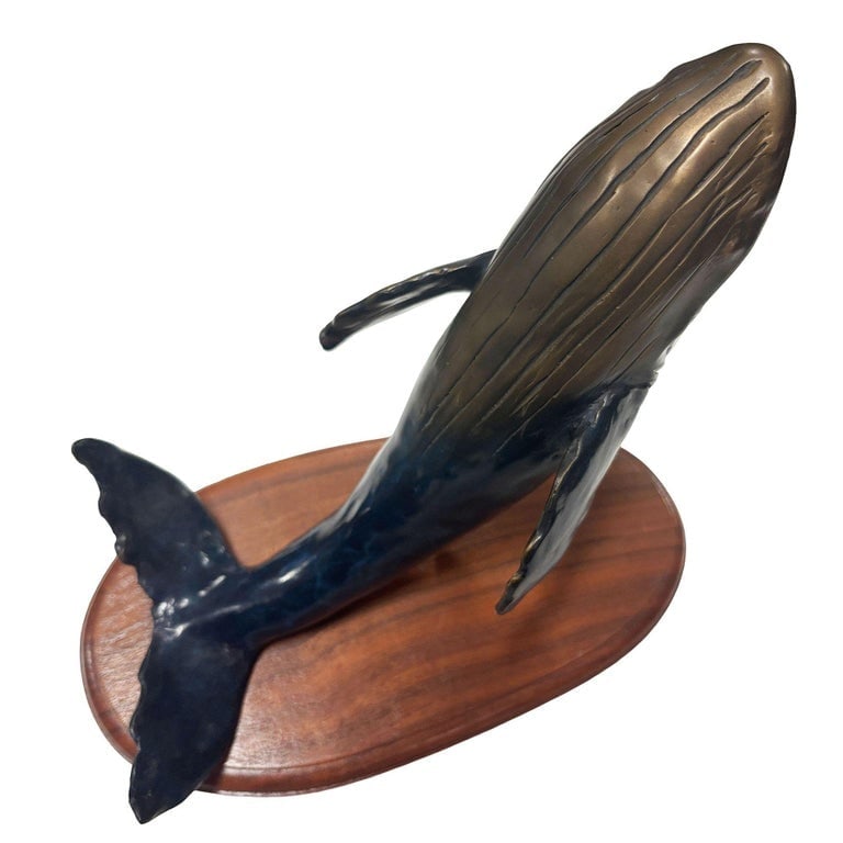 Hand Casted Humpback Whale Bronze Sculpture Mounted on Stand by T.H. Oliver - 5