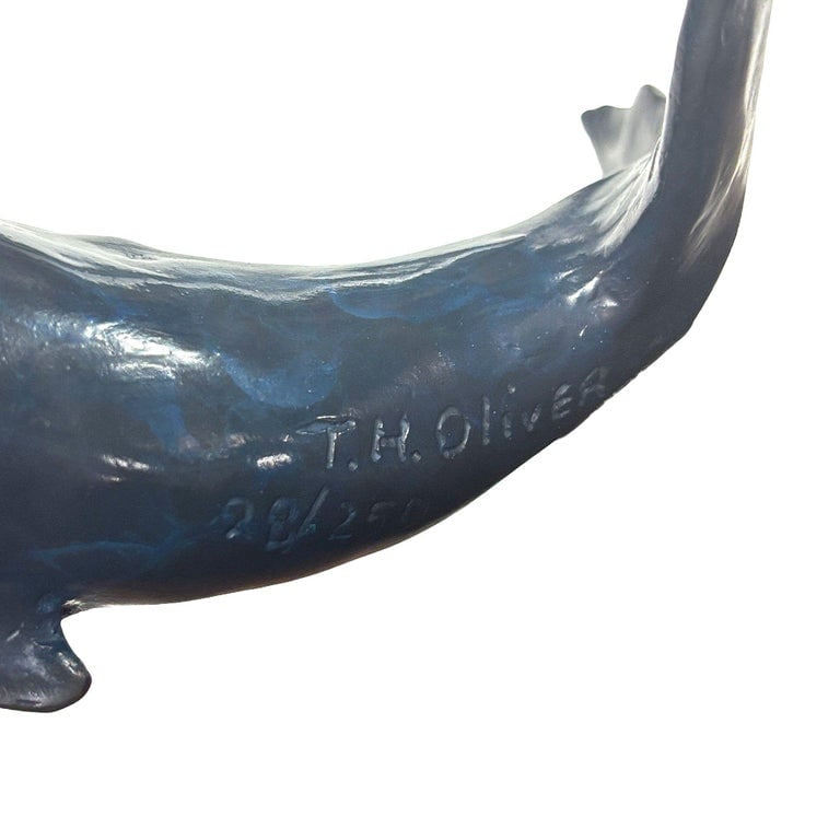 Hand Casted Humpback Whale Bronze Sculpture Mounted on Stand by T.H. Oliver - 6