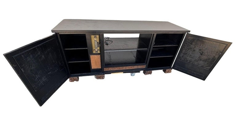 Mid-century James Mont Style Carved Media Credenza Stereo Cabinet - 6
