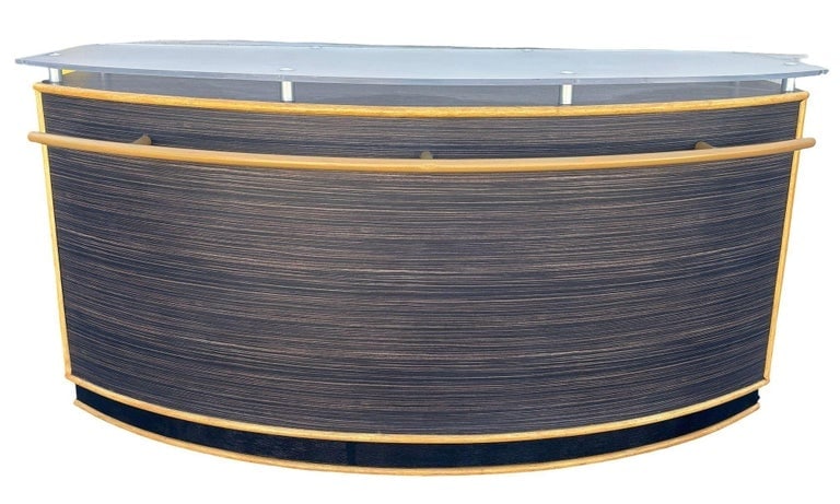 1990s Postmodern Dry Bar w/ Plexiglass Top and Rattan Borders - 2