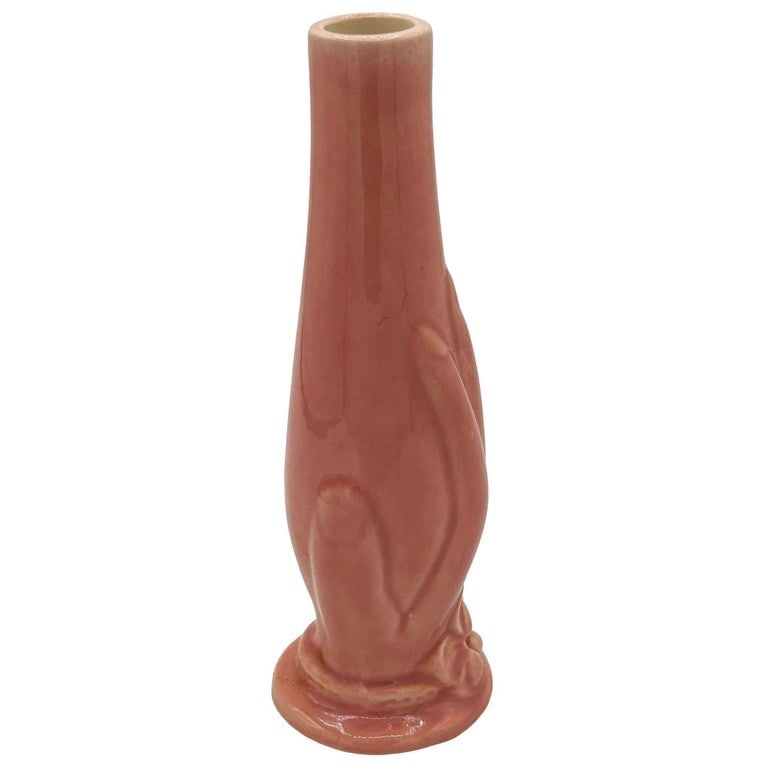 6"Tall Pink Maroon Mid-century "ALC" Vase by Lorle Pottery - 3