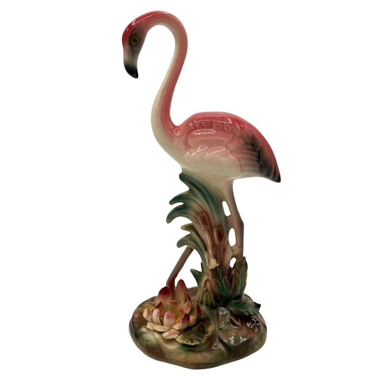 Mid-century Highly Detailed Pink Flamingo Ceramic Tabletop Sculpture Brad Keeler - 3