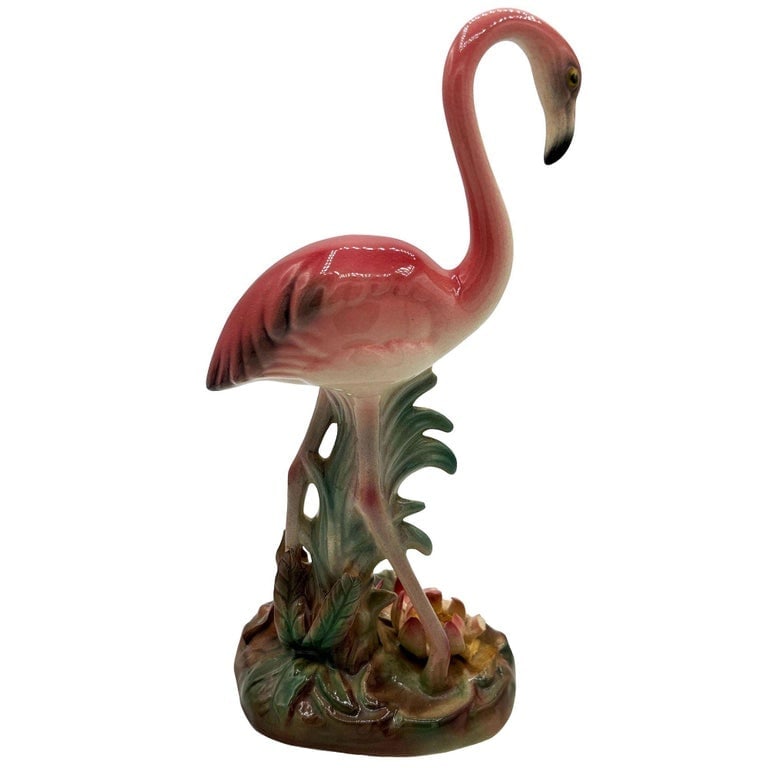 Mid-century Highly Detailed Pink Flamingo Ceramic Tabletop Sculpture Brad Keeler - 4