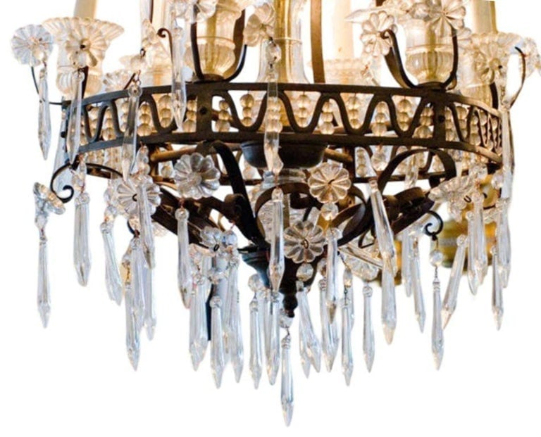 Louis XVI Revival Style French Crystal and Bronze Chandelier - 6