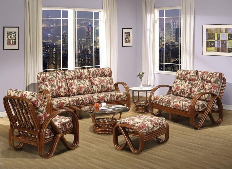 Modernist 3-Strand 3/4 Pretzel "Kauai" Rattan Living Room Set, 6 Pieces - 2