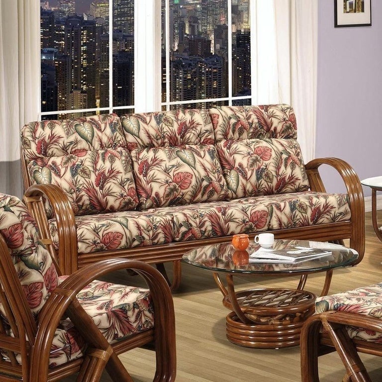 Modernist 3-Strand 3/4 Pretzel "Kauai" Rattan Living Room Set, 6 Pieces - 3