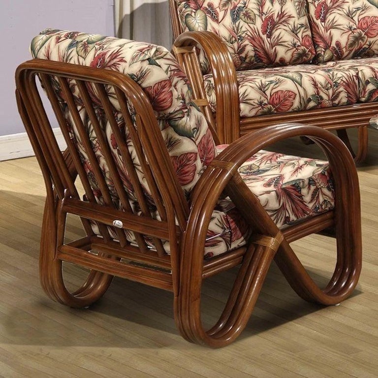 Modernist 3-Strand 3/4 Pretzel "Kauai" Rattan Living Room Set, 6 Pieces - 5