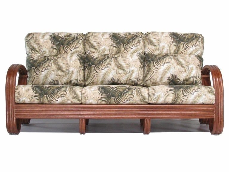 Modernist 3-Strand 3/4 Pretzel "Kauai" 3 Seat Rattan Sofa - 2