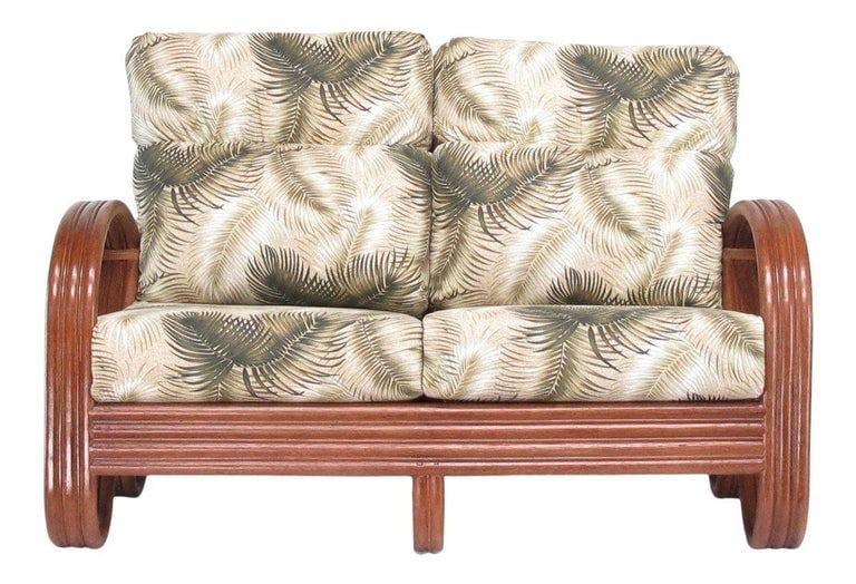 Modernist 3-Strand 3/4 Pretzel "Kauai" Rattan Settee Sofa - 2