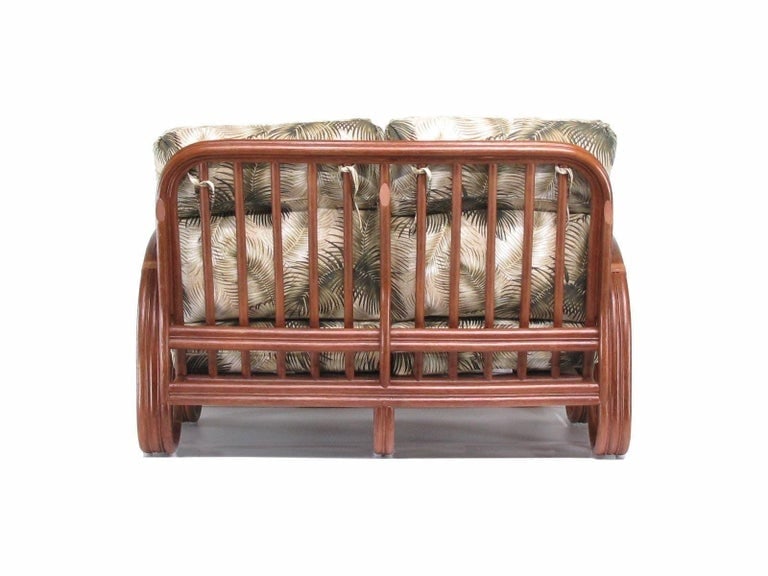 Modernist 3-Strand 3/4 Pretzel "Kauai" Rattan Settee Sofa - 3