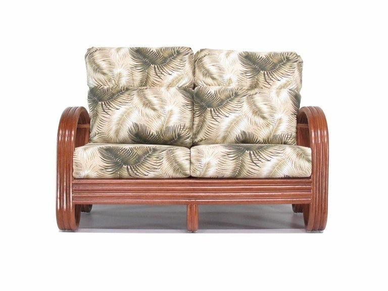 Modernist 3-Strand 3/4 Pretzel "Kauai" Rattan Settee Sofa - 6