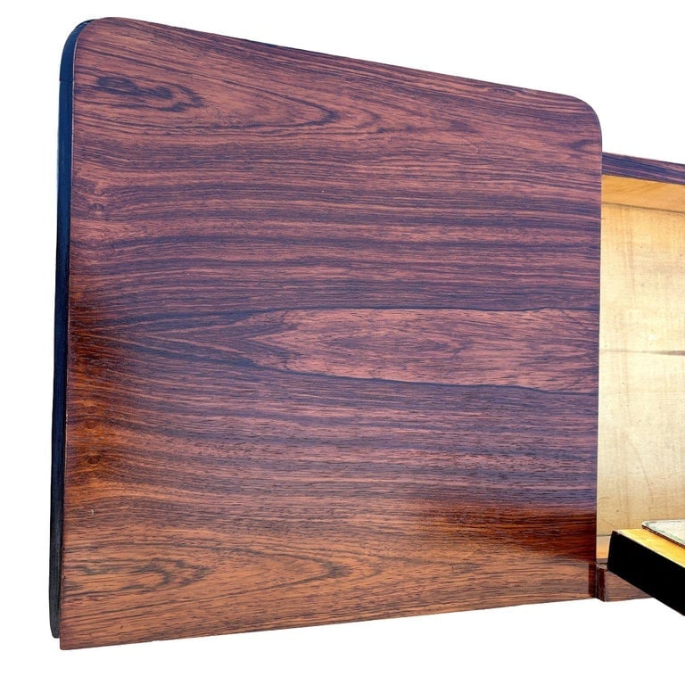 French Art Deco Flip Top Madagascar Rosewood and Brass Dressing Table Vanity - 6