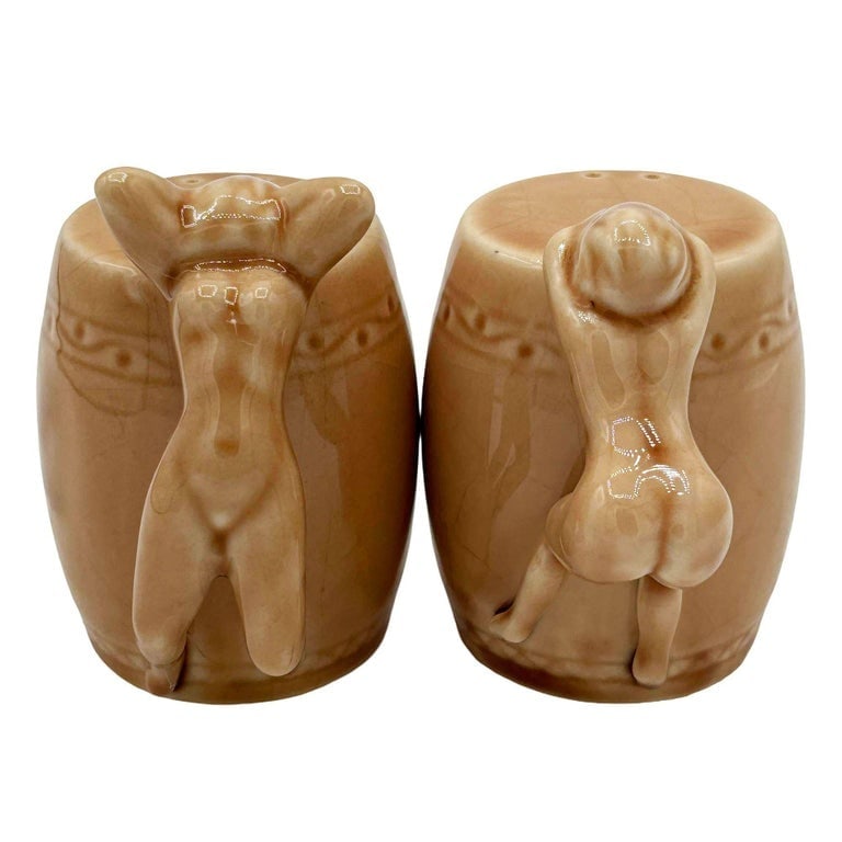 Strip Tease- Eye Appeal Ceramic Barware Salt and Pepper Shaker by Dorothy Kindel - 3
