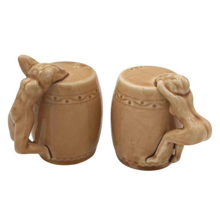 Strip Tease- Eye Appeal Ceramic Barware Salt and Pepper Shaker by Dorothy Kindel - 4